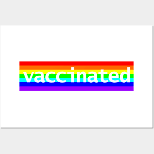 Vaccinated Rainbow Stripes Minimal Typography Posters and Art